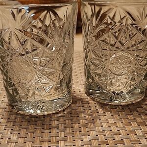 Libbey Hobstar Double Old Fashioned Glass Clear Heavy Set of 2